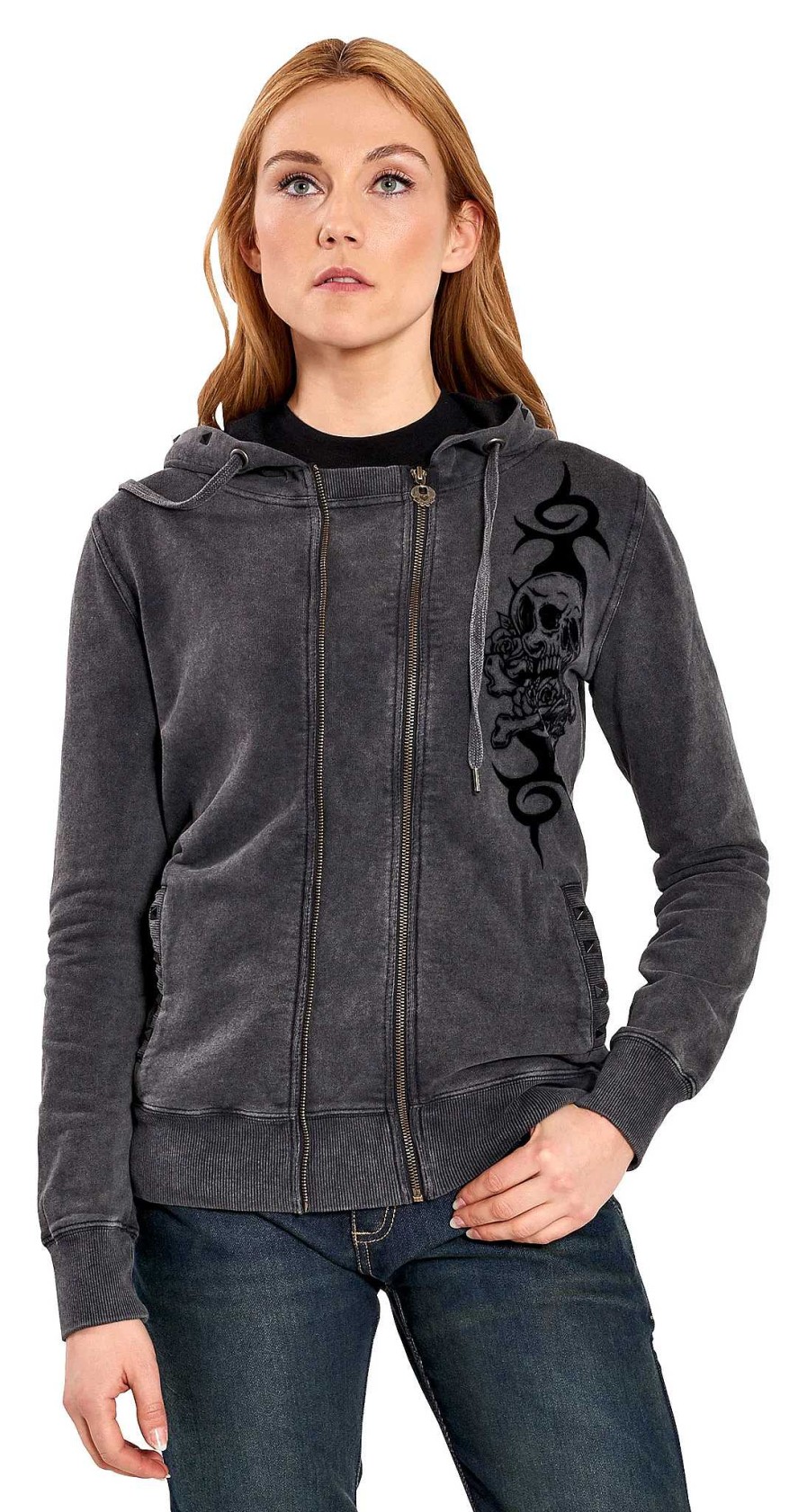 Wholesale Lethal Angel Lethal Angel Crossbones Women'S Zip Hoodie